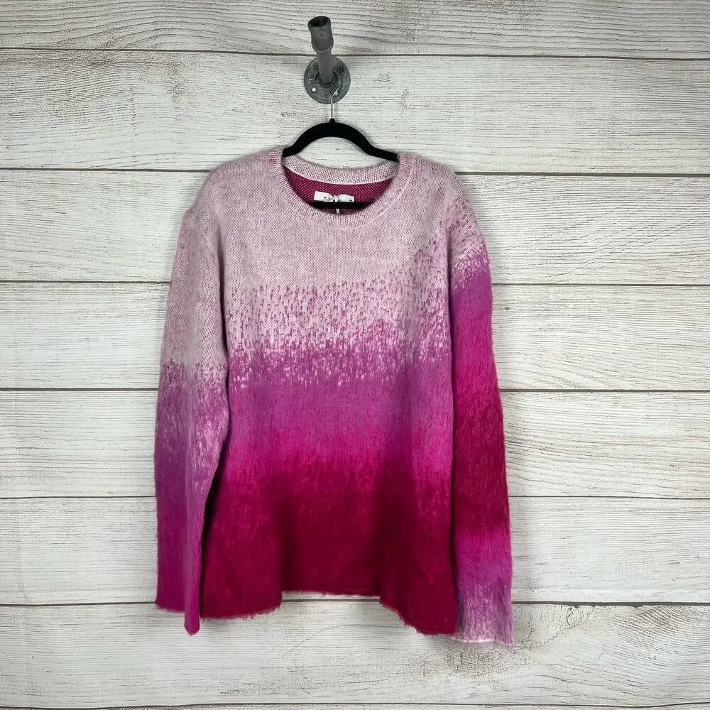 MNML Men's Pink Brushed Gradient Mohair Wool Sweater Size XXL